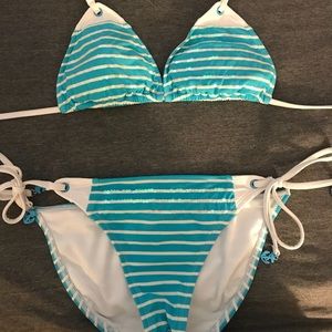 Sperry blue and white striped bikini